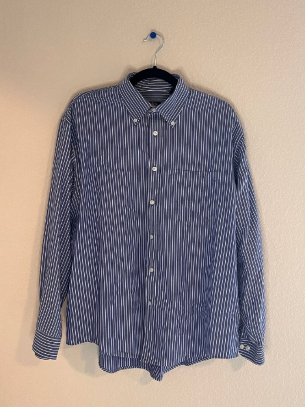 Arrow Blue White Striped Button Down Shirt Men's Size L